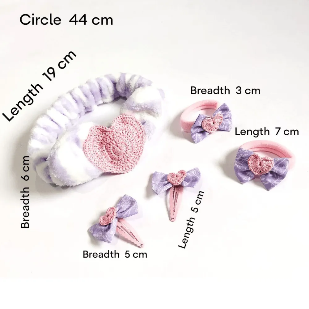 Purple and Pink Hair Band, Clip and Hair Tie set