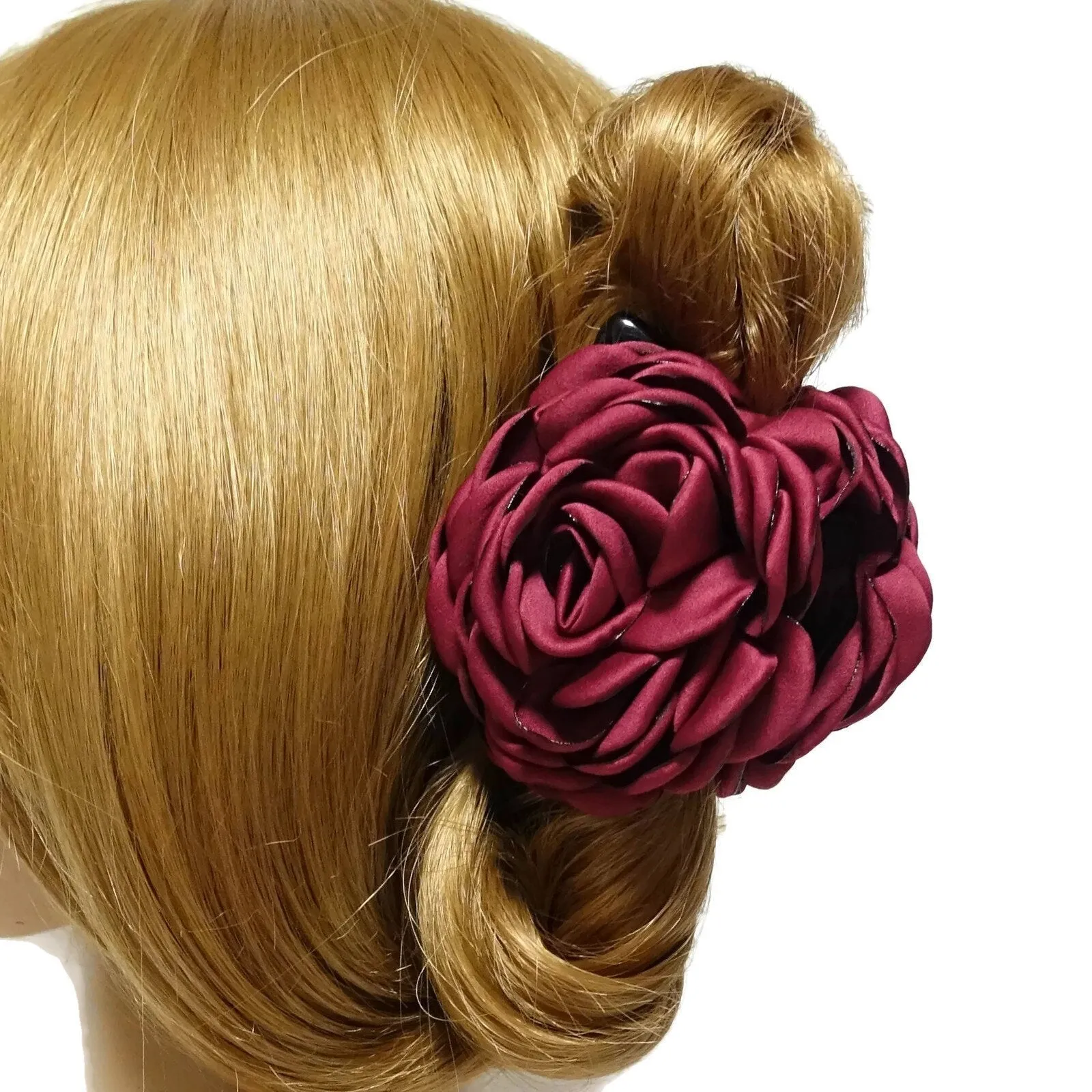 Rose Flower Hair Claw Clip Discolored Petal Flower Hair Clamp Women Hair Accessory