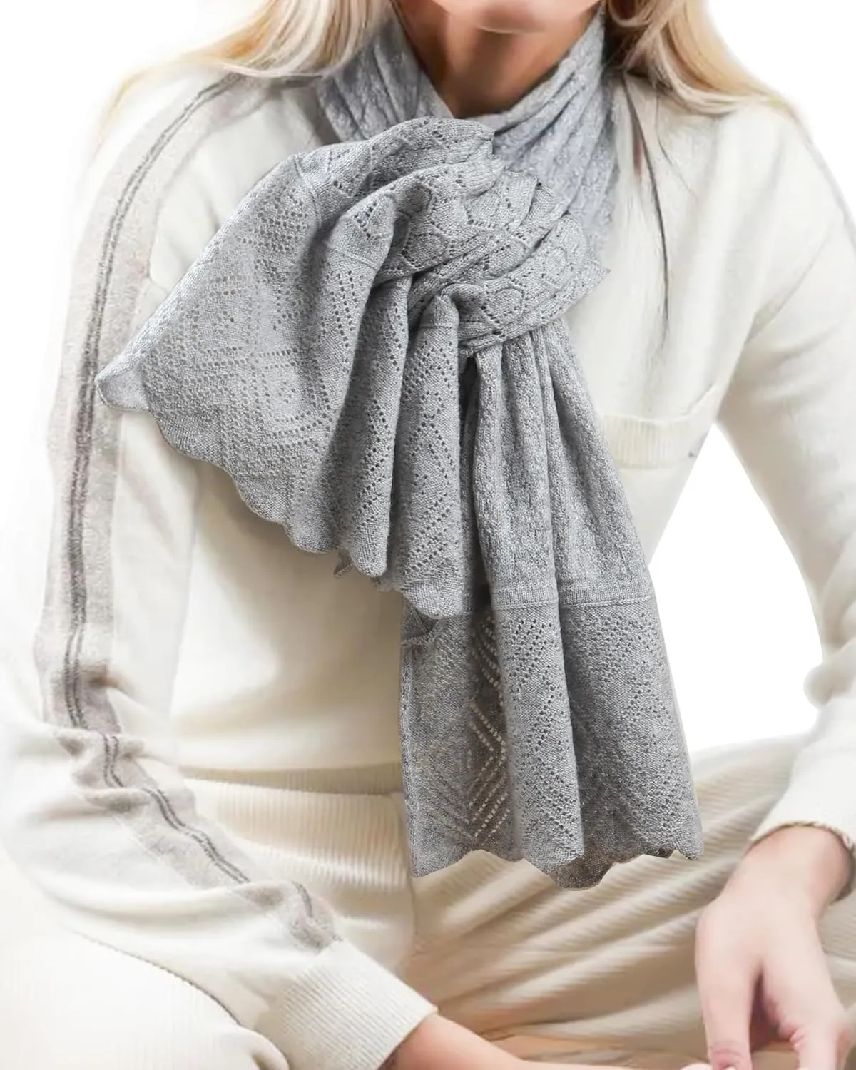 Scarf 30% Mongolian Cashmere 70% Australian Merino Wool Large Size Ultra Soft Warm Scarves with Gift Box
