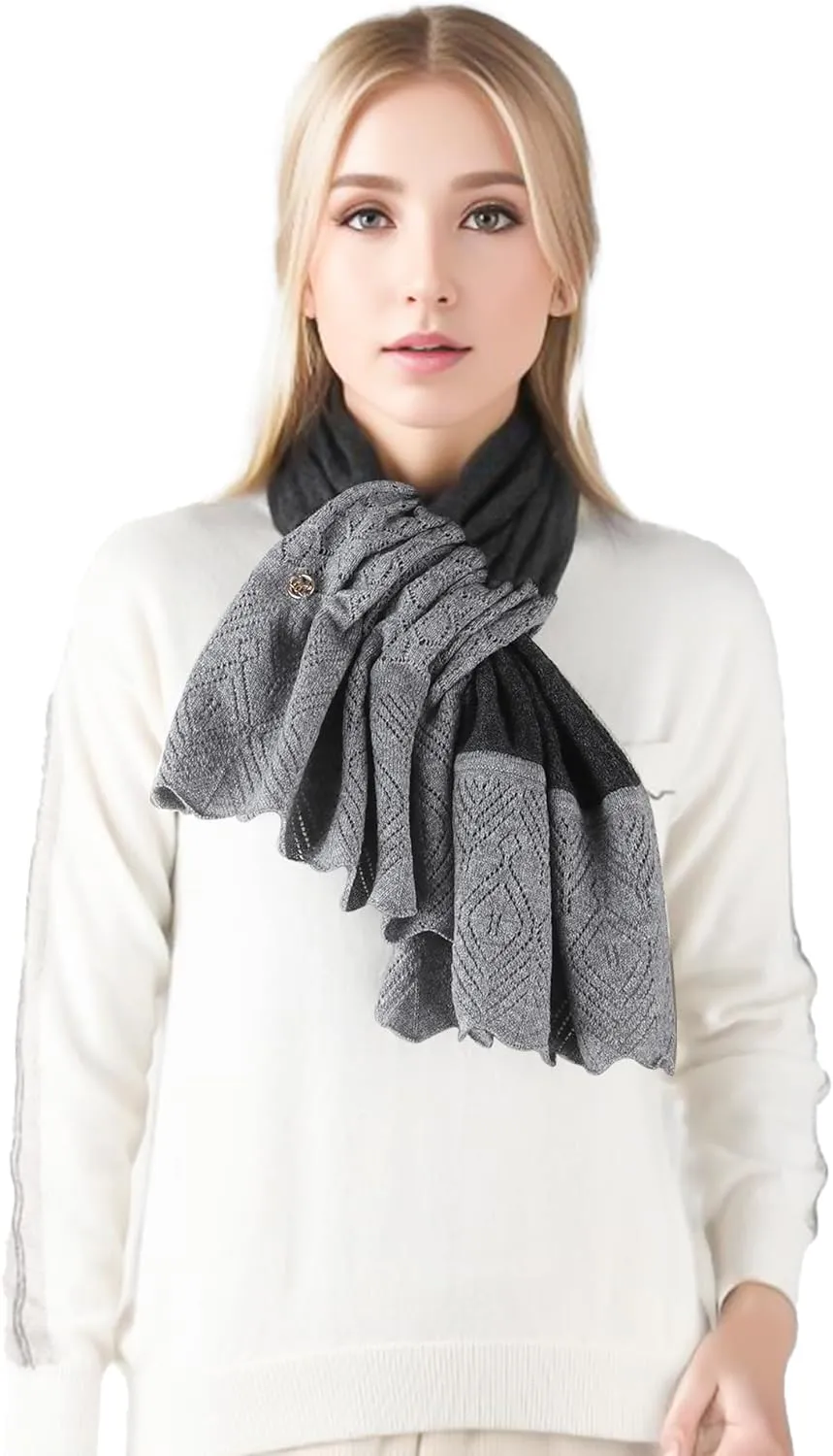Scarf 30% Mongolian Cashmere 70% Australian Merino Wool Large Size Ultra Soft Warm Scarves with Gift Box
