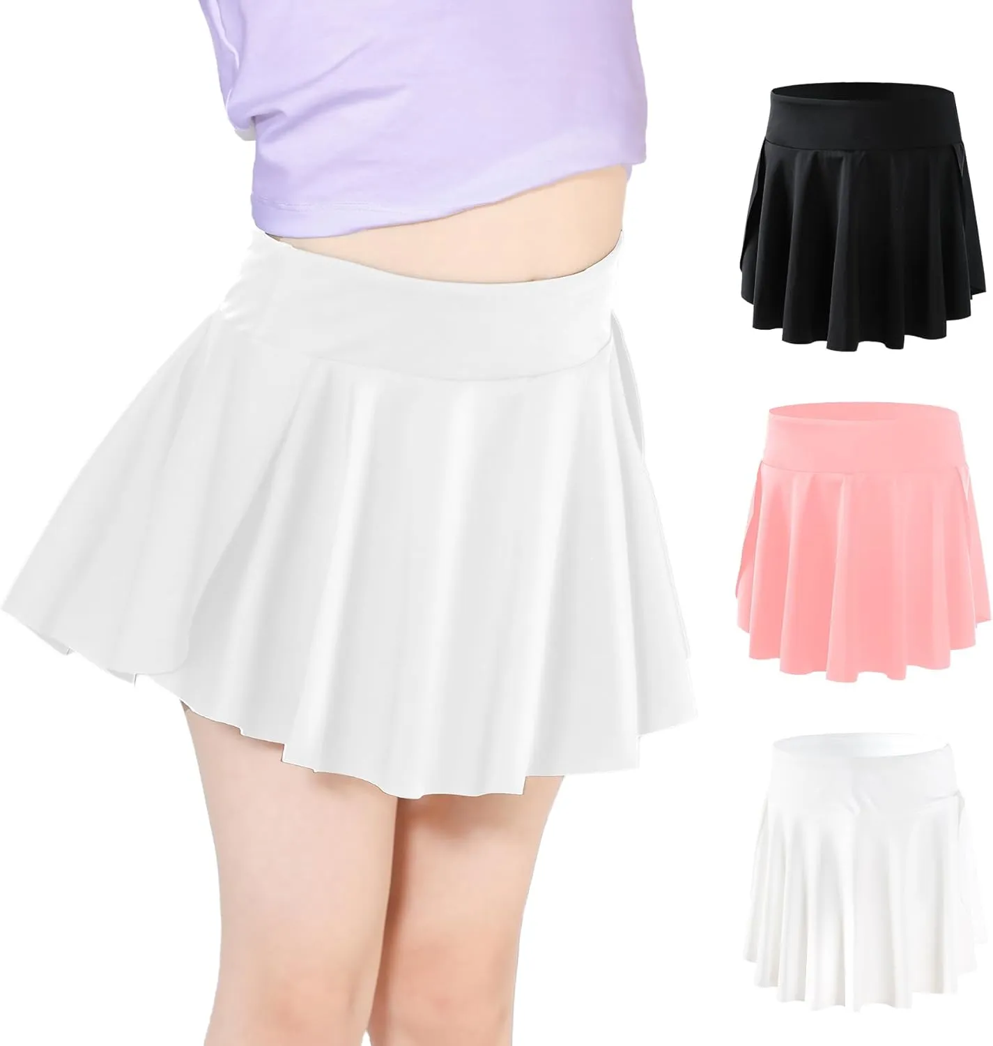 Skort Girls, Athletic Skirts for Tennis Golf, Butterfly Flowy Shorts for Kids, Shorts with Pocket
