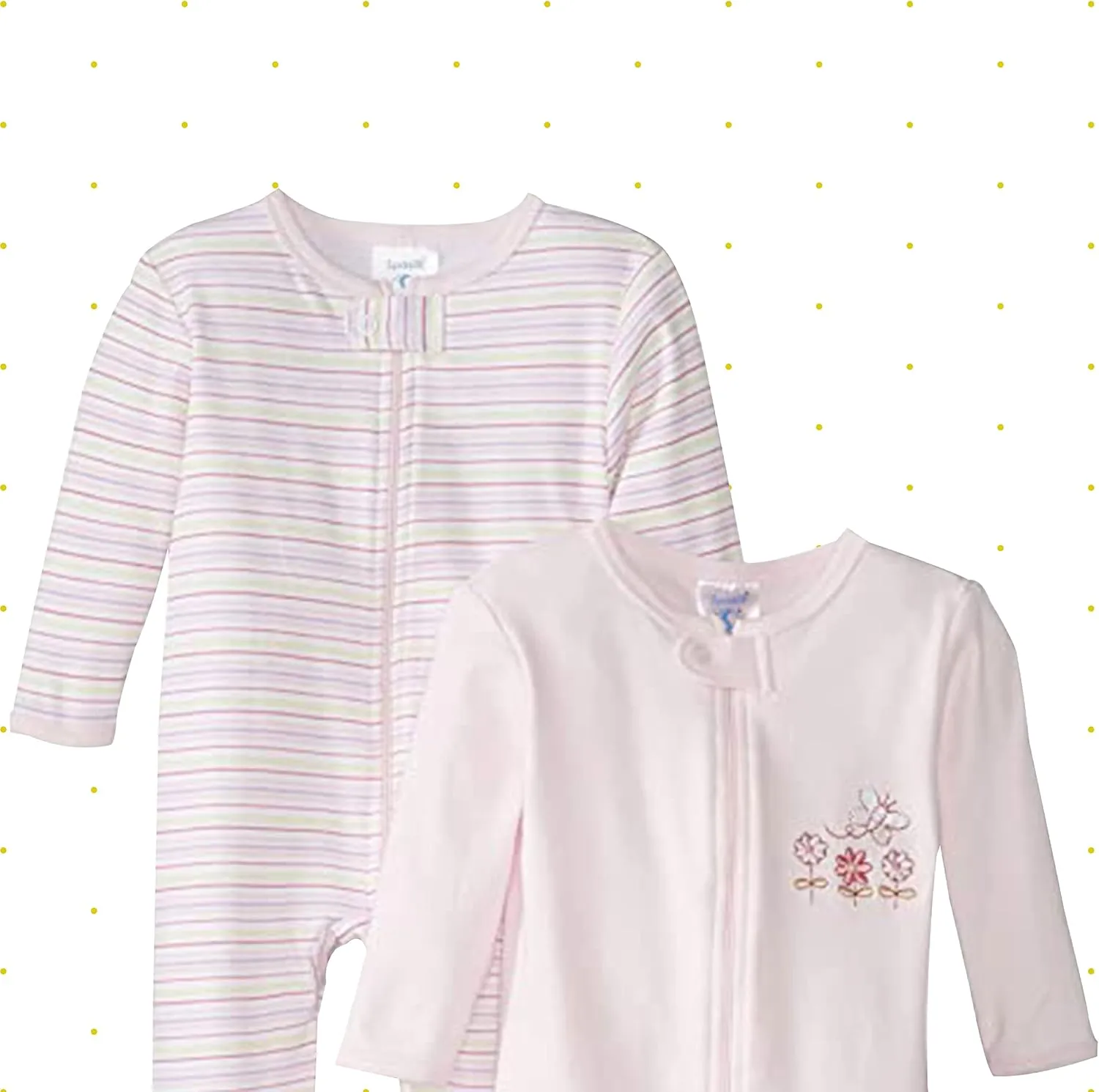 Spasilk Baby-Girls 100% Cotton Newborn 2 Pack Sleepwear Footie Set