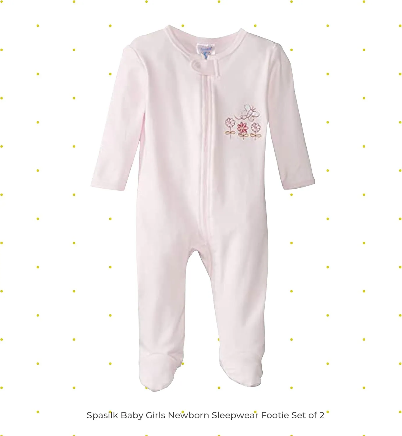 Spasilk Baby-Girls 100% Cotton Newborn 2 Pack Sleepwear Footie Set