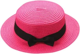 Straw Fedora Sun Hat Boy Girls Boater Foldable Summer Short Brim Cap Bucket Hat UPF50  Foldable Kids Beach Hat