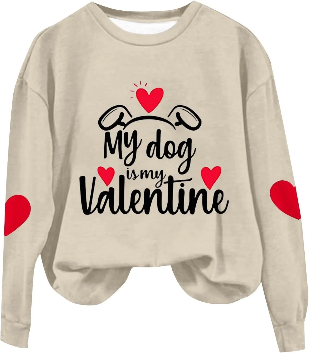 Valentines Day Shirts Women Love Heart Print Graphic Tees My Dog is My Valentine Long Sleeve Tops Dressy Casual