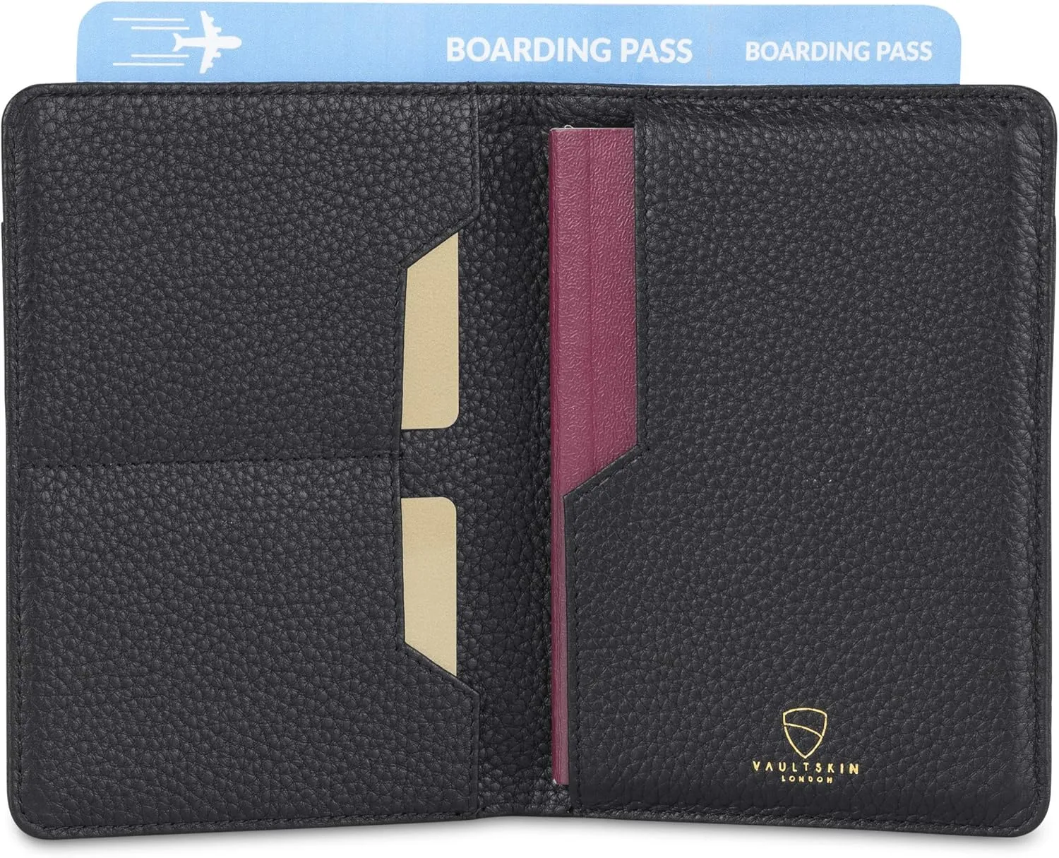 Vaultskin Leather Passport Holder, Slim RFID Blocking Travel Wallet for Men and Women, Fits Passport, Credit Cards, ID, Cash, Passport Cover Ideal Travel Accessories with Gift Box