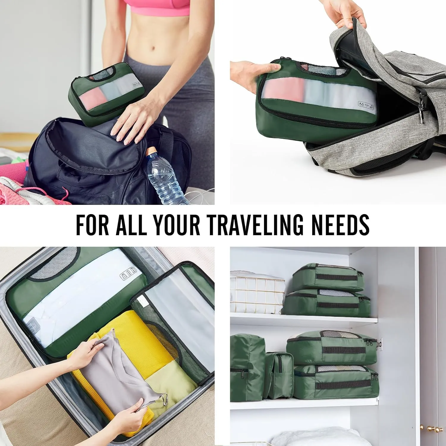 Veken 8 Set Packing Cubes for Travel Essentials, Suitcase Organizer Bags Set for Luggage, Road Trip Travel Accessories in 4 Sizes (Extra Large, Large, Medium, Small)