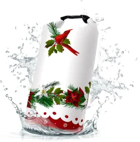 Waterproof Dry Bag,Roll Top Christmas Poinsettia Flower Pine Cones Waterproof Backpack 5L/10L/20L Floating and Lightweight Bags for Kayaking, Boating, Fishing, Swimming and Camping