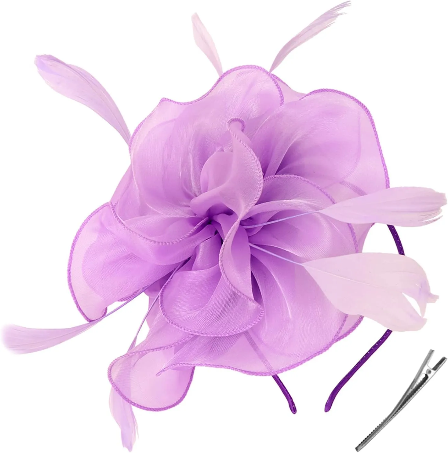 Women Fascinators Hats Flower Mesh Ribbon Feathers with Pin and Clip Tea Party Wedding Headwear for Women and Girls